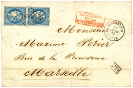 1871 Paire 20c BORDEAUX Type III (n°46) Obl. GC 5080 + ALEXANDRIE EGYPTE Sur Lettre Pour La FRANCE. Certificat BEHR. Ex. - Storia Postale