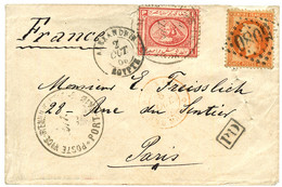 CANAL De SUEZ : 1869 EGYPTE 1P Obl. POSTE VICE REALI EGIZIANE PORT SAID + FRANCE 40c (n°31) Obl. GC 5080 + ALEXANDRIE EG - Storia Postale