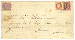 Affrt MIXTE Au Tarif Des IMPRIMES : 1875 EGYPTE 10 Para Violet Obl. POSTE EGIZIANE CAIRO + FRANCE CERES 2c + 10c Obl. AL - Storia Postale