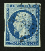 20c Type I Bleu Fonçé Sur Vert (n°14Ad) Obl. Etoile. Cote 300€. Signé SCHELLER. Superbe. - 1853-1860 Napoleone III