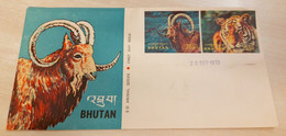 Bhutan 1970 Animals Series 3d 2v Official FDC Very Rare - Bhutan