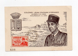 !!! FEZZAN, CARTE MAXIMUM COLONNA D'ORNANO CACHET DE SEBHA - Brieven En Documenten