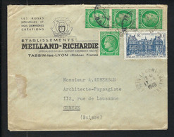 FRANCE 1949: LSC  De Tassin-les-Lyon Pour Genève Affr. à 18F - Covers & Documents
