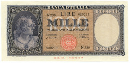 1000 LIRE ITALIA ORNATA DI PERLE MEDUSA 10/02/1948 SUP - Andere & Zonder Classificatie