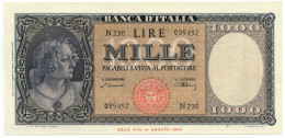 1000 LIRE ITALIA ORNATA DI PERLE MEDUSA 10/02/1948 SUP - Other & Unclassified