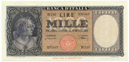 1000 LIRE ITALIA ORNATA DI PERLE MEDUSA 10/02/1948 SUP - Sonstige & Ohne Zuordnung