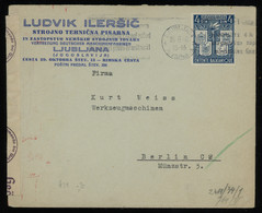 TREASURE HUNT [01139] Yugoslavia 1940 Cover From Ljubljana, Entente Balkanique 4d Blue, Slogan Pmk., German Censorship - Briefe U. Dokumente
