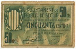 SPAIN, ESPAÑA - 50 Centims (POBLA DE SEGUR) (S124) - Other & Unclassified