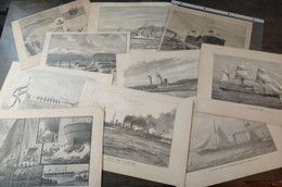 Lot Mixte : 10x Navires, 19ème Siècle/ Gemengd Lot: 10x Schepen, 19de Eeuw/ Mixed Lot: 10x Ships, 19th Century - Art