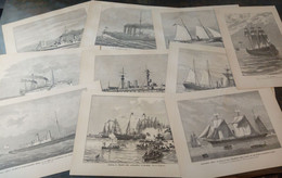 Lot Mixte : 10x Navires, 19ème Siècle/ Gemengd Lot: 10x Schepen, 19de Eeuw/ Mixed Lot: 10x Ships, 19th Century - Art