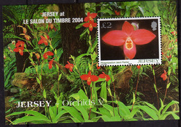JERSEY 2004 EXPO LE SALON DU TIMBRE FLORA ORCHIDS ORCHIDEE FLOWERS FIORI BLOCK SHEET BLOCCO FOGLIETTO MNH - Jersey