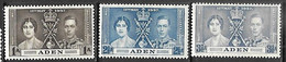 Aden   1937  Sc#3, 43-5  Coronation Set MLH   2016 Scott Value $3 - Aden (1854-1963)