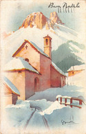 012811 "BUON NATALE"  PAESAGGIO SOTTO LA NEVE, ILLUSTRATORE BONELLI. CART  SPED 1945 - Sonstige & Ohne Zuordnung