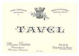 Etiquette Vin Tavel , Marius Guérin Propriétaire, Clos Chemin Du Roy - Vino Rosado