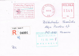 41634. Carta Certificada SZCECIN (Polska) Polonia 2004. Franqieo Mecanico FABRYKA PAPIERU - Lettres & Documents