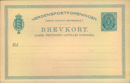 1879, Stationery Card 2 Cent Blue, Vf Unused - Denmark (West Indies)