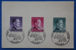 ¤19 POLOGNE ALLEMAGNE  BELLE CARTE   1943 KRAKAU  GENERALGOUVERNEMENT 3EME  REICH   + AFFRANCH. INTERESSANT - General Government