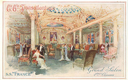COMPAGNIE Gle TRANSATLANTIQUE SS.FRANCE Grand Salon 1eres Classes - Passagiersschepen