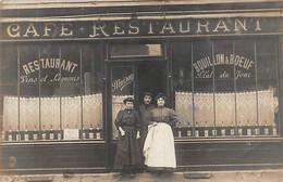 78 Ou  92 - CAFE - RESTAURANT-  Carte Photo - Vin De Carrières (pancarte) - Bouillon De Bœuf - A Situer - Ristoranti