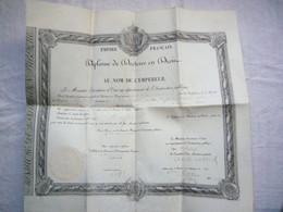 Diplôme De Docteur En Droit 1868 Empire Français Obtenu Par Deffis Armand à Paris - Diplomas Y Calificaciones Escolares