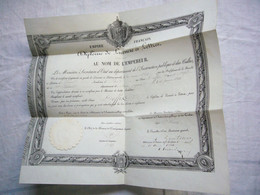 Diplôme De Licencié Es Lettres 1864 Empire Français Obtenu Par Deffis Armand à Paris - Diplomas Y Calificaciones Escolares