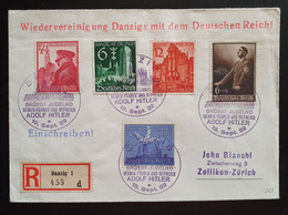 Deutsches Reich 1939, Reko Brief MiF DANZIG Sonderstempel "Wiedervereinigung Danzig" - Covers & Documents