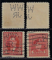 Canada 1911 / 1977 2 Stamp With Perfin WW/JR By William Wrigley Jr. Co. A Chewing Gum Factory In Toronto Lochung Perfore - Perforadas