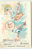 N°18392 - Prosit 1900 - Clowns, Et Un Cochon - Nieuwjaar