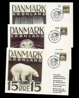 GREENLAND MAXIMUM POSTCARD - 3 Cards 2001 Stamp Exhibition Hafnia '01 (STB9-115) - Maximumkaarten