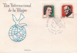 DIA INTERNACIONAL DE LA MUJER, JOURNÉE DE LA FEMME, WOMEN'S DAY. LIDIA DOCE CLARA ZETKIN. CUBA 1965 FDC ENVELOPPE LILHU - Mujeres Famosas
