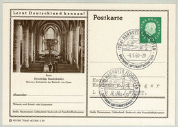 Deutsche Bundespost 1960, Bildpostkarte Münster Essen Deutsche Luftfahrtschau Hannover Flughafen - Lorch - Kirchen U. Kathedralen