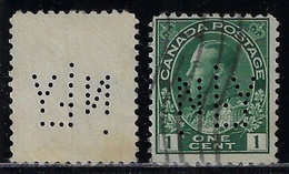 Canada 1903 / 1956 Stamp With Perfin NLY By New York Life Insurance Co. Lochung Perfore - Perforiert/Gezähnt