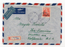 1950. YUGOSLAVIA,CROATIA,ZAGREB,AIRMAIL,20 DIN REGISTERED COVER TO UNITED STATES,US,USA - Luftpost