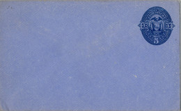 ECUADOR , SOBRE ENTERO POSTAL  , CINCO CENTAVOS , SIN CIRCULAR , 150 X 90 , PAPEL AZUL , SELLO AZUL - Equateur