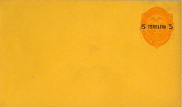 ECUADOR , SOBRE ENTERO POSTAL  , CINCO CENTAVOS SOBRE 10 CTS. SIN CIRCULAR , 140 X 80 , PAPEL AMARILLO , SELLO NARANJA - Equateur