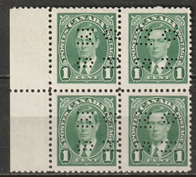 Canada 1937 Sc O231  Official OHMS Perfin Block MNH** - Perforiert/Gezähnt