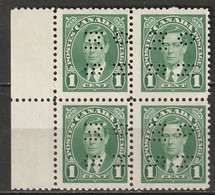 Canada 1937 Sc O231  Official OHMS Perfin Block MNH** - Perfins
