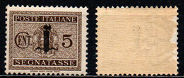 ITALIA RSI - 1944 - SEGNATASSE - VALORE DA 5 CENT. - FRANCOBOLLO CON DIFETTI - MH - Segnatasse