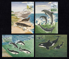 IRELAND 1997 Marine Mammals: Set Of 4 Maximum Cards CANCELLED - Cartes-maximum
