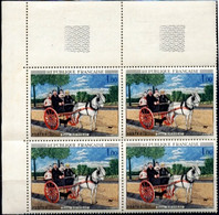 ART- PAINTINGS-HENRI ROUSSEAU- HORSE CART- BLOCK OF 6 WITH GUTTER MARGIN-FRANCE- MNH-BR2-86 - Gravures