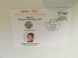 (1A4) 2020 Tokyo Paralympic - Australia Gold Medal Cover Postmarked Haymarket (Athletics) M De Rozario - Summer 2020: Tokyo