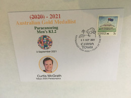 (1A4) 2020 Tokyo Paralympic - Australia Gold Medal Cover Postmarked Haymarket (Canoe) C. McGrath - Summer 2020: Tokyo