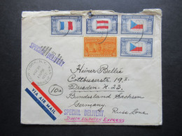 USA 1952 Special Delivery / Durch Eilboten Express Brief Von New York Gracie Sta. Nach Dresden Gesendet Via Air Mail - Storia Postale