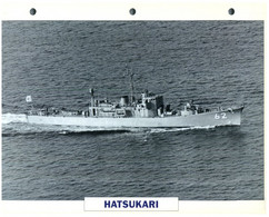 (25 X 19 Cm) (8-9-2021) - T - Photo And Info Sheet On Warship - Japan Navy - Hatsukari - 62 - Bateaux