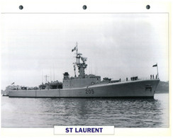 (25 X 19 Cm) (8-9-2021) - T - Photo And Info Sheet On Warship - Canada Navy - St Laurent - Bateaux
