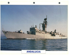 (25 X 19 Cm) (8-9-2021) - T - Photo And Info Sheet On Warship - Spain Navy - Andalucia - Bateaux