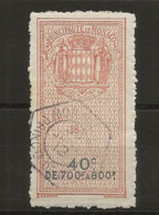 TIMBRES FISCAUX DE MONACO EFFETS DE COMMERCE  N°8  40c    Utilisé En 1912 Comme Timbre Telephone - Revenue