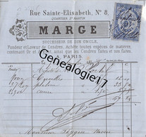75 25717 PARIS SEINE 1870 - TRAS RARE - Fondeur Laveur De Cendres MARGE Rue Sainte Elisabeth - 1800 – 1899