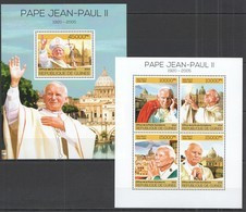 ST742 2014 GUINEE GUINEA FAMOUS PEOPLE POPE JEAN-PAUL II  KB+BL MNH - Popes