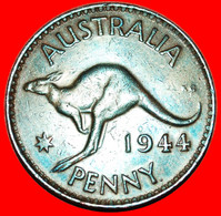 * KANGAROO RIGHT WARTIME (1939-1945): AUSTRALIA ★ 1 PENNY 1944 PERTH! George VI (1937-1952)! LOW START ★ NO RESERVE! - Penny